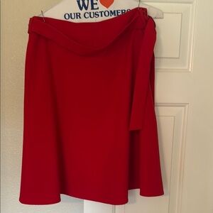 Nine West Red Knee-Length A-Line Wrap Skirt